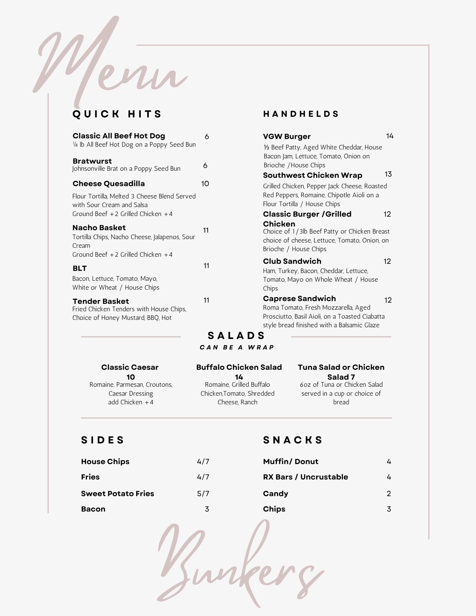 Neutral Modern Menu